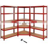 1 x Corner Racking Garage Shelving 2 x 90cm Bays Metal Heavy Duty MDF Shelves