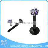 Surgical Steel Anodize Internally Threaded Clear Star Zircon 14G Cheap Lip Ring thumbnail-4