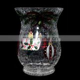 2016 Newest Decoration Cheap Tall Glass Vase Of Crackled Glass With House Painting