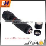 Hot Sell High Power Extendable COB Plastic Flashlight, Magnet on the Bottom, 4xAAA, 3W COB+3W Top LED, With Red COB