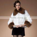 Rex14010 Rex Rabbit Coat With Racoon Fur Collar and Racoon Fur Cuff thumbnail-1
