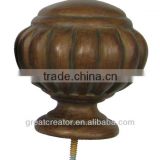 Classic Mohagany Fluted Ball Curtain Finials for Wood Poles