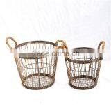 High Quality Round Shape Rustic Metal Basket Wholesale