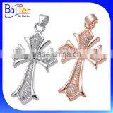 Fashion White Gold Plated Pave Cubic Zircon CZ 925 Sterling Silver Cross Pendant Necklace Pendant thumbnail-4