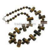 8mm 20x10mm Zinc Alloy Lobster Clasp Tiger Eye Necklace thumbnail-1
