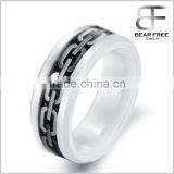 8mm New White Ceramic Ring With Black Carbon Fiber Inlay Unisex Ring Anniversary/Engagement/Wedding Band