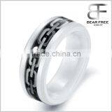 8mm New White Ceramic Ring With Black Carbon Fiber Inlay Unisex Ring Anniversary/Engagement/Wedding Band thumbnail-1