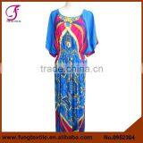 0952306 Newest India Style Woman Round Collar Maxi Flower Kaftan Caftan thumbnail-3