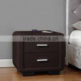 Italian Design Faux Leather PU Bedeside Table or Night Stand With Two Drawers Quality Choice thumbnail-3
