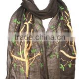 Black Embroidery linen scarves