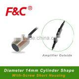F3C-14WSM04 Series, M14 Proximity Sensor, Amplifier Outside, Short Length Housing, Sensing Range 4mm Proximity Sensor.
