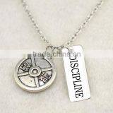 Sports Dumbbell Barbell Weight Charm And DISCIPLINE Charms Sports Necklace thumbnail-4