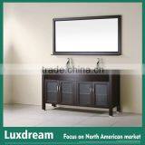 60'' Double Espresso Bathroom Vanity With Mirror Frame