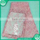 100% Polyester Teal Nigerian Cord Lace Wholesale Stock Fabric, Embroidered High Quality Cupion Lace Fabric for Women thumbnail-3