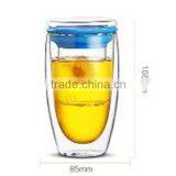 Drinkware Type Heat Resistant Double Wall Borosilicate Glass Cup With Filter And Glass Lid Stockage. thumbnail-5