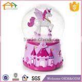 Factory Custom made best home decoration gift polyresin resin unicorn snow globe