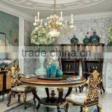 Rococo Palace Wooden Hand Carved Gold Leaf Upholstery Bedroom Set/European Bedroom Furniture(MOQ=1 SET) thumbnail-2