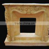 Italian Yellow Marble Fireplace With Floral Design thumbnail-1