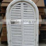 French Shabby Chic Antique Vintage Style White Wall Mirror With Shutters thumbnail-4
