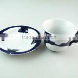 Stock Wholesale Porcelain Coffee Tea Set Tableware Cup and Saucer With Blue Glaze thumbnail-2