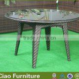 Wicker Rattan Four Legs Dining Table Marble Glass Dining Table thumbnail-1