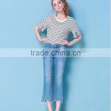 2017 Latest Jeans Tops Girls Light Blue Wash Ripped Jeans for Women thumbnail-2