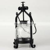 European Vintage Iron Glass Wedding Candle Lamp Portable Lantern Candle Holders Room Decoration Romantic Candlestick thumbnail-2