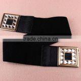 Wholesale Rhinestone Paved Square Pattern Alloy Buckle Sex Women Lady Wide PU Waist Belt thumbnail-4