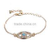 Rhinestone Evil Eye Charm Gold Chain Bracelet thumbnail-3