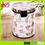 Top Quality Fashional Style Flower Print Plastic Dust Bin With Fixing Dust Bag Ring thumbnail-1