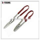 39030 Plastic Coating Handle Stainless Steel Kitchen Tongs BBQ Grill Food Salad Tongs thumbnail-2