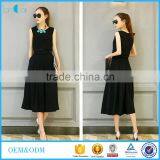 Fashion Women Clothing Two Pieces Sleeveless Black Plain Salwar Suit With Wide Legging Pants thumbnail-1