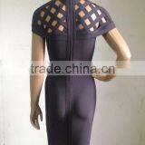 Brown Hollow Out Small O Neck 2015 New Fashion Bodycon Sexy Women's HL Bandage Dress Celebrity Party Dress thumbnail-4