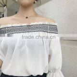 MAXNEGIO Latest Chiffon Strapless Flare Sleeve Blouse Top thumbnail-4