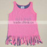 R&H Pink Macrame Tassels Cotton Casual Point Printed Girls Tank Top thumbnail-1