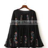 Runwaylover EY2375B 2017 Fashion Women Flare Sleeve Chiffon Embroidery Blouse thumbnail-5