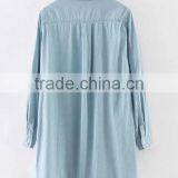 Runwaylover EY2336B Ladies Long Style Fashion Washed Denim Blouse thumbnail-5