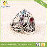 Fashion Punk Skull Rings Classic Vintage Jewelry Stainless Steel Cool Star Shape Red Crystal Ring thumbnail-2