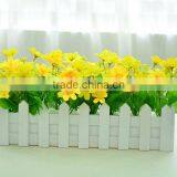 Lovely Decorative Artificial Silk Restaurant Table Daisy Flower With Fence Set thumbnail-6