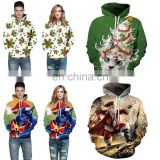 Unisex Printed Pullover Ugly Christmas Hooded Sweatshirt Pullover Hoodie with Big Pockets Jumpers