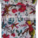 Beautiful Flower Kantha Thread work Quilt,Floral Paradise Kantha Floral Print bedspread, Queen Size Bed cover Throw
