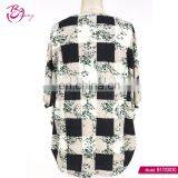 Polyester Fiber Black Block Ladies New Design Fashion Floral Top thumbnail-2