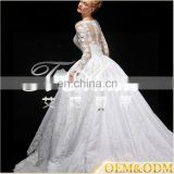 Ainuo professional custom made long sleeve Ball Gown luxury wedding dress 2017