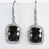 David Yurman Sterling Silver 8x10mm Noblesse Black Onyx   Earrings