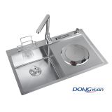 Guangdong Dongyuan Kitchenware 810×495×200mm POSCO SUS304 Stainless Steel Ultrasonic Cleaning Single bowl Handmade Kitchen Sink (HA607-815020-R10)