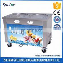 Highly-Efficient Fried Ice Cream Machine Double Flat Square Pan thumbnail-4