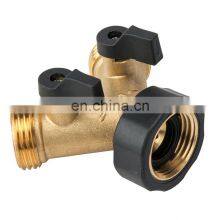 Garden 2 Way y Shaped Shutoff Brass Hose Splitter thumbnail-3