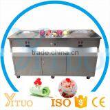Fried Ice Cream Roll Machine Double Plat Pan Fried Ice Cream Roll Machine Two Secop Compressor Fried Ice Cream Roll Machine