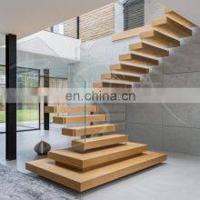 Modern Invisible Stringer Tempered Glass Balustrade Floating Stairs Staircase For Hotels thumbnail-5