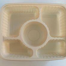 5 Compartment Lunch Box Disposable Plastic Food Container, biodegradable Fast Food Tray, disposable safety meat tray